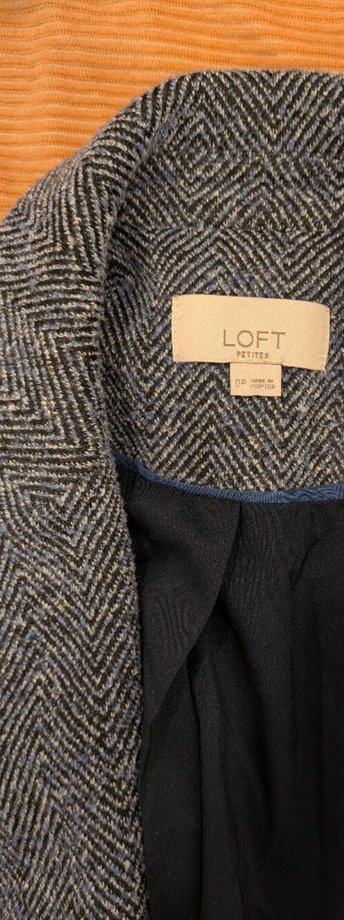 LOFT Grey/Blue Herringbone Tailored Blazer - Picture 3 of 3